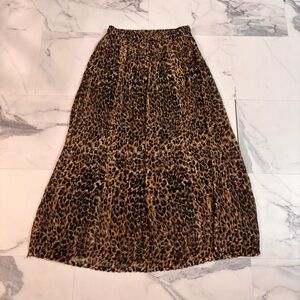 🖤Effeci🖤 Vintage Leopard Print Pleated Maxi Skirt